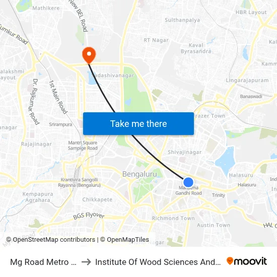 Mg Road Metro Station to Institute Of Wood Sciences And Technology map