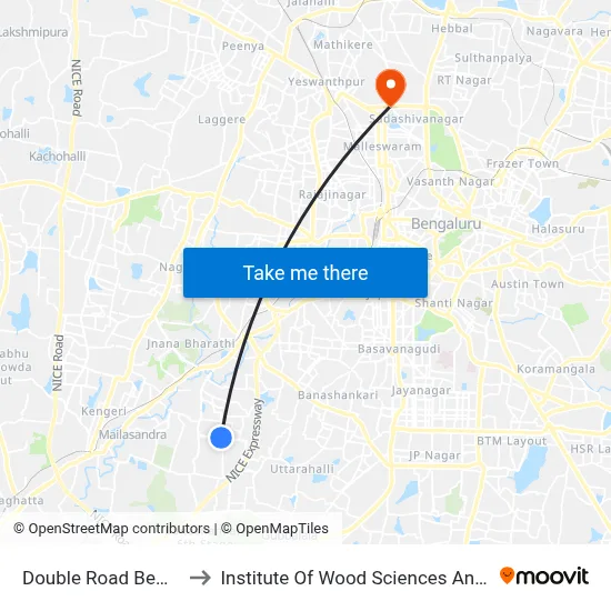 Double Road Beml Layout to Institute Of Wood Sciences And Technology map