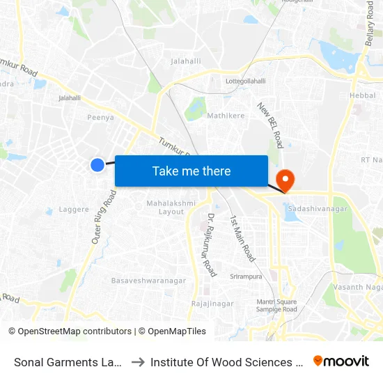 Sonal Garments Laggere Cross to Institute Of Wood Sciences And Technology map