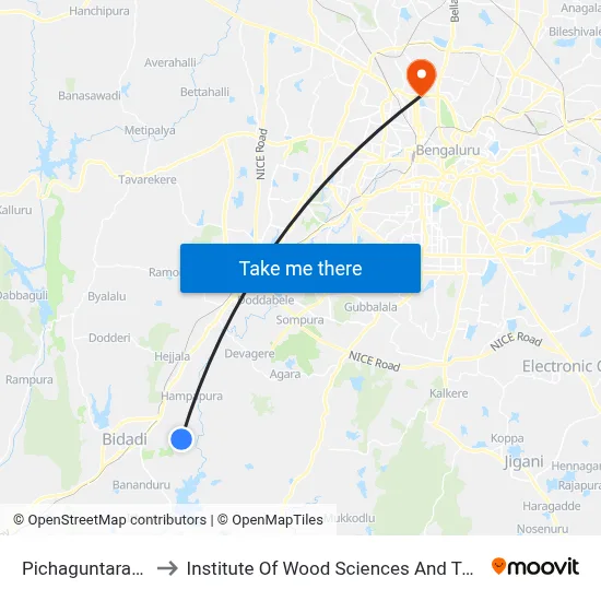 Pichaguntarapalya to Institute Of Wood Sciences And Technology map