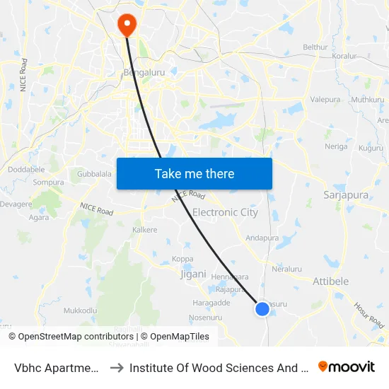 Vbhc Apartment Gate to Institute Of Wood Sciences And Technology map