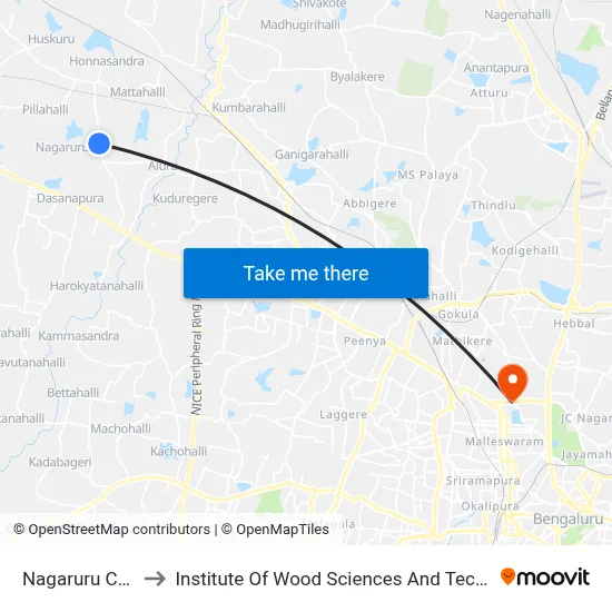 Nagaruru Cross to Institute Of Wood Sciences And Technology map
