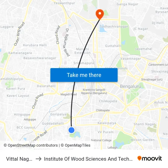 Vittal Nagara to Institute Of Wood Sciences And Technology map