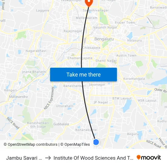 Jambu Savari Dinne to Institute Of Wood Sciences And Technology map