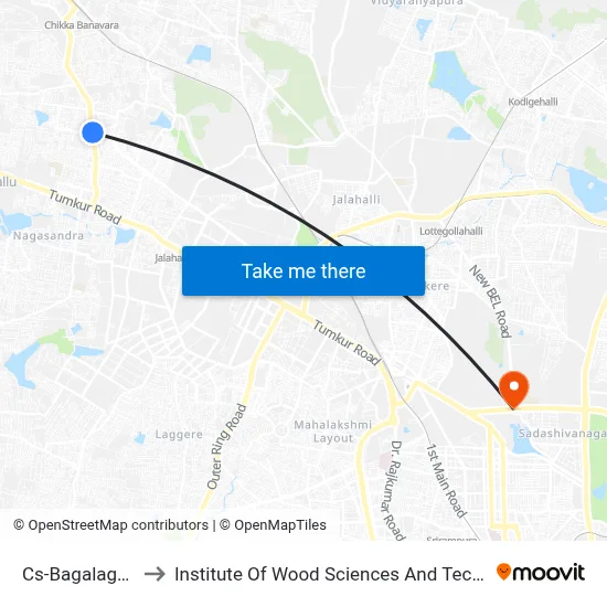 Cs-Bagalagunte to Institute Of Wood Sciences And Technology map