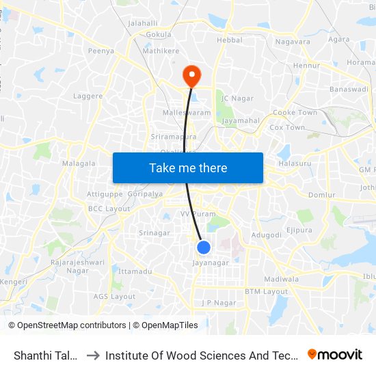 Shanthi Talkies to Institute Of Wood Sciences And Technology map