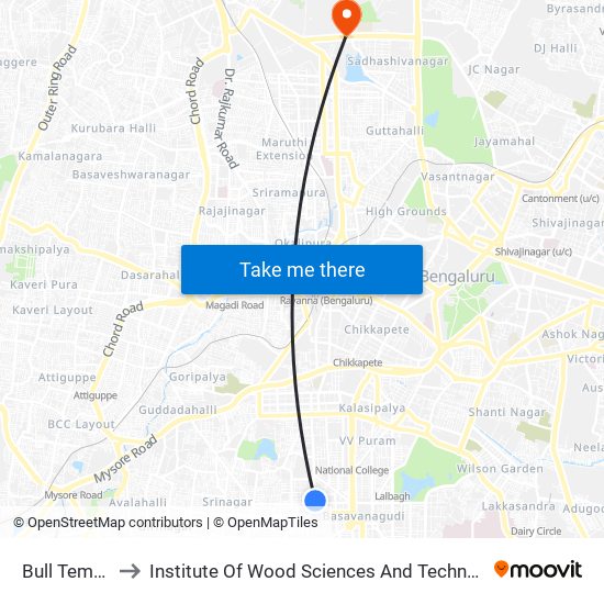 Bull Temple to Institute Of Wood Sciences And Technology map