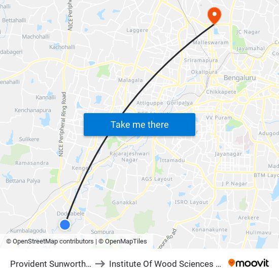 Provident Sunworth Apartment to Institute Of Wood Sciences And Technology map