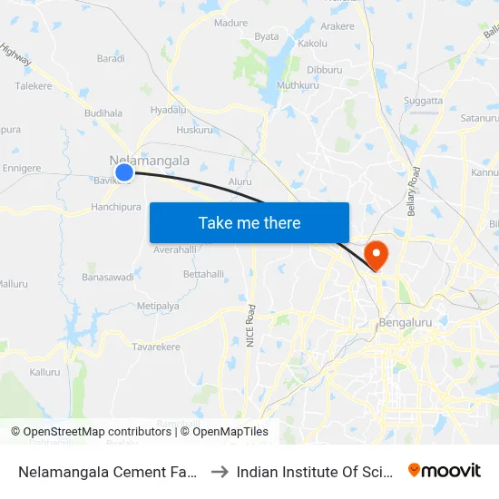 Nelamangala Cement Factory to Indian Institute Of Science map