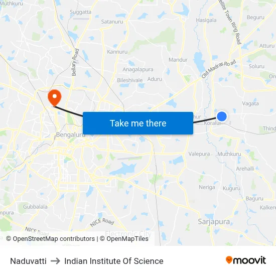 Naduvatti to Indian Institute Of Science map