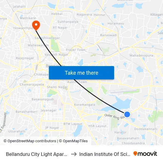 Bellanduru City Light Apartment to Indian Institute Of Science map