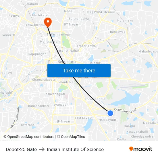Depot-25 Gate to Indian Institute Of Science map