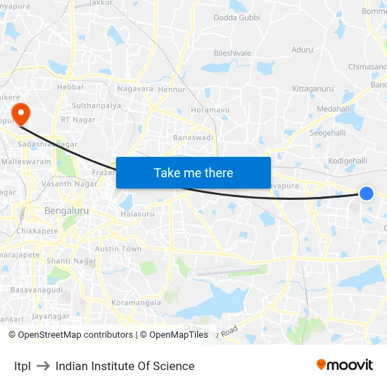 Itpl to Indian Institute Of Science map