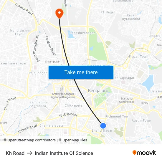 Kh Road to Indian Institute Of Science map