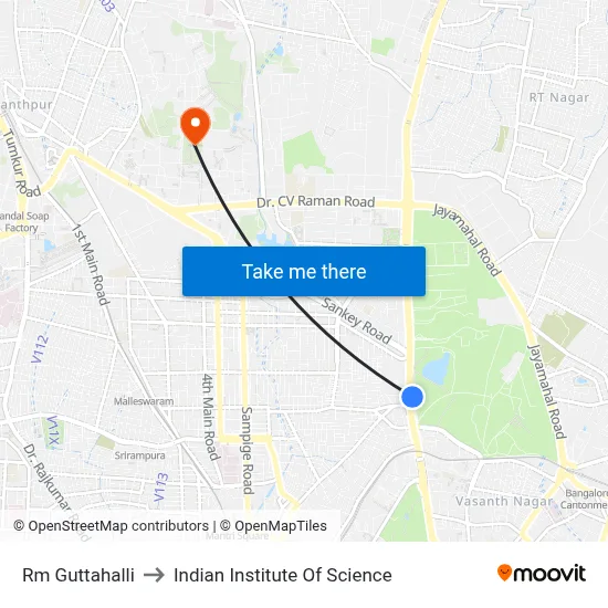 Rm Guttahalli to Indian Institute Of Science map