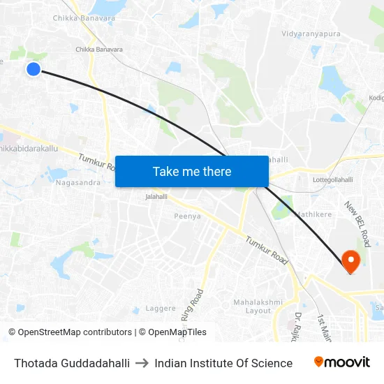 Thotada Guddadahalli to Indian Institute Of Science map