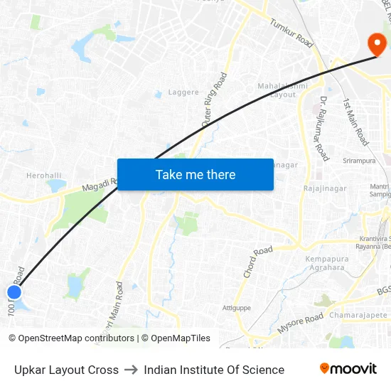 Upkar Layout Cross to Indian Institute Of Science map