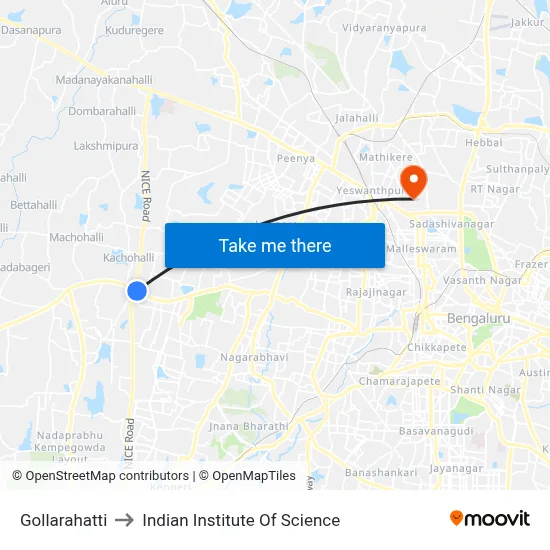 Gollarahatti to Indian Institute Of Science map