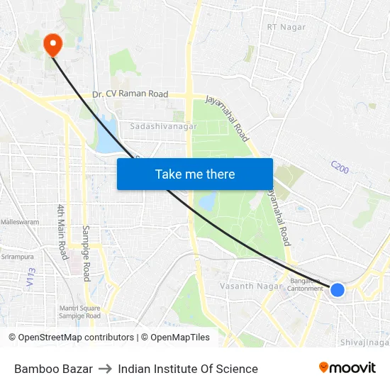 Bamboo Bazar to Indian Institute Of Science map