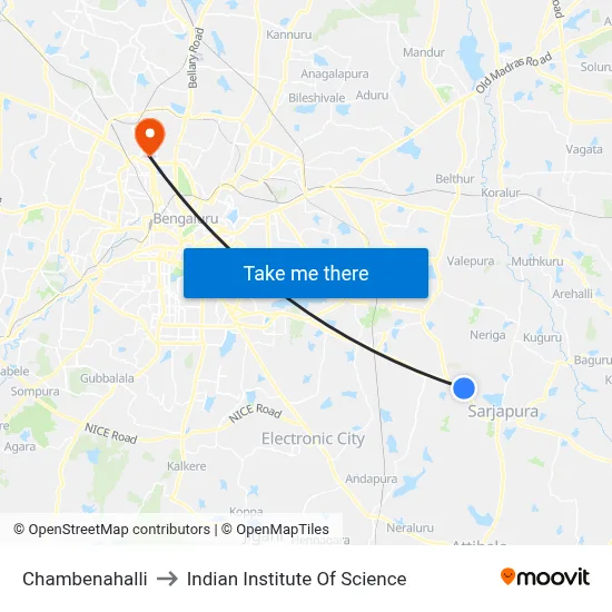 Chambenahalli to Indian Institute Of Science map