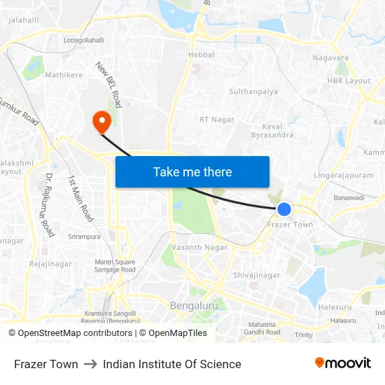 Frazer Town to Indian Institute Of Science map