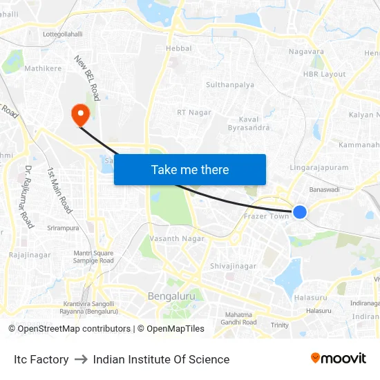 Itc Factory to Indian Institute Of Science map