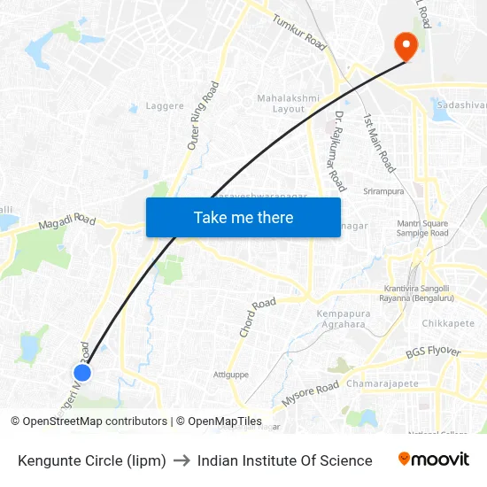 Kengunte Circle (Iipm) to Indian Institute Of Science map
