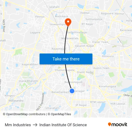 Mm Industries to Indian Institute Of Science map