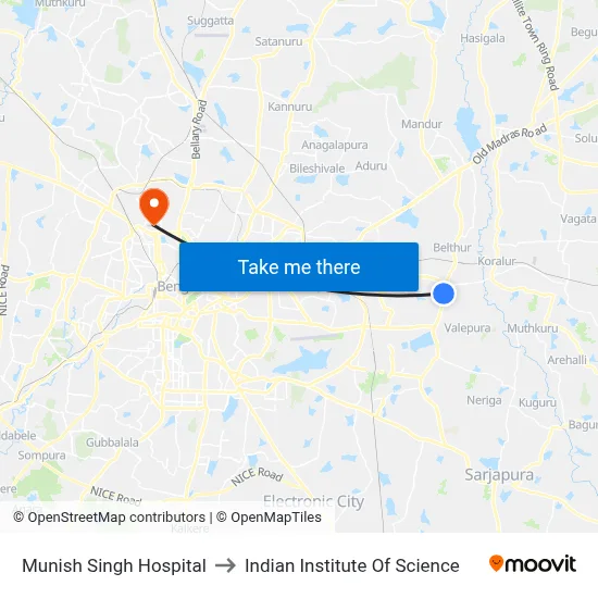Munish Singh Hospital to Indian Institute Of Science map