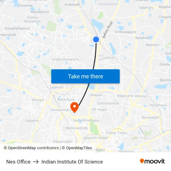 Nes Office to Indian Institute Of Science map