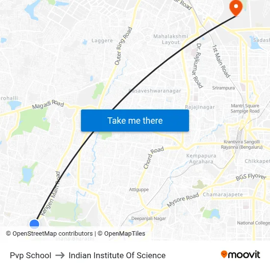 Pvp School to Indian Institute Of Science map