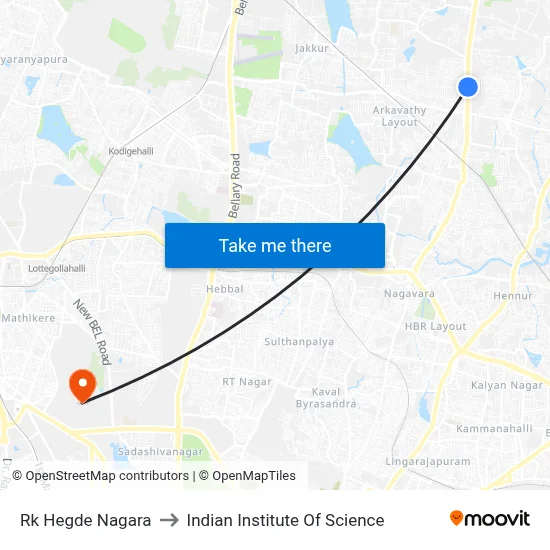 Rk Hegde Nagara to Indian Institute Of Science map