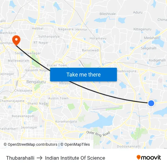 Thubarahalli to Indian Institute Of Science map