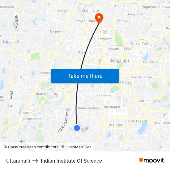 Uttarahalli to Indian Institute Of Science map