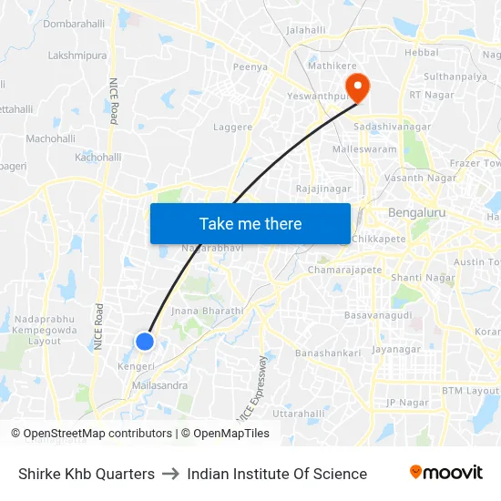 Shirke Khb Quarters to Indian Institute Of Science map