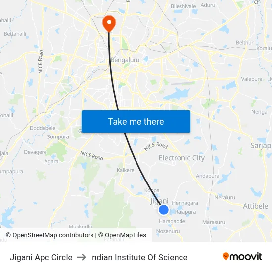 Jigani Apc Circle to Indian Institute Of Science map