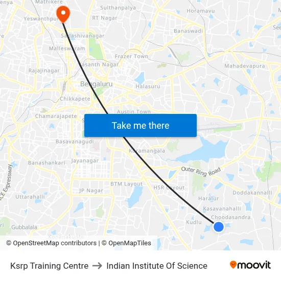 Ksrp Training Centre to Indian Institute Of Science map