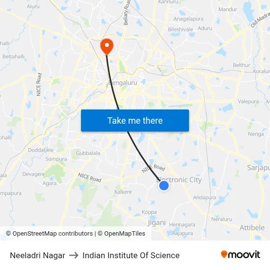 Neeladri Nagar to Indian Institute Of Science map