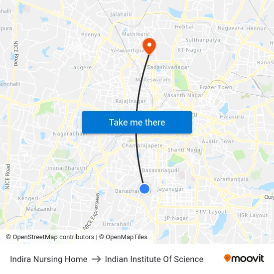 Indira Nursing Home to Indian Institute Of Science map