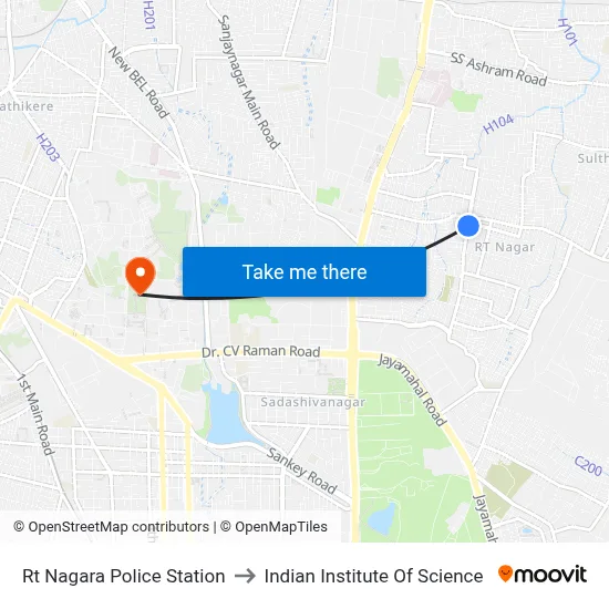Rt Nagara Police Station to Indian Institute Of Science map