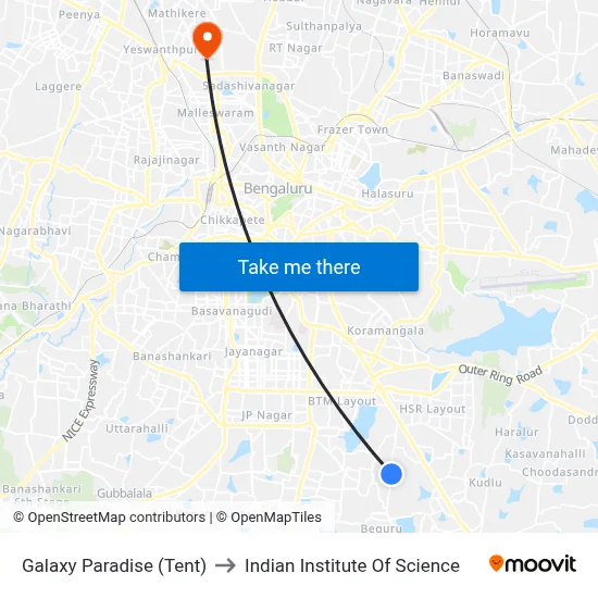 Galaxy Paradise (Tent) to Indian Institute Of Science map
