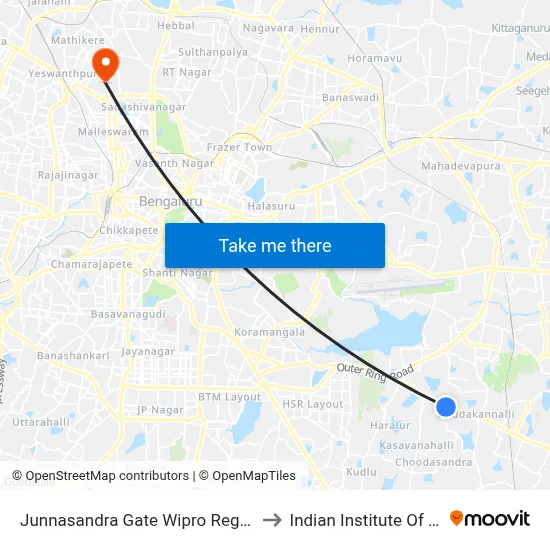 Junnasandra Gate Wipro Regional Office to Indian Institute Of Science map