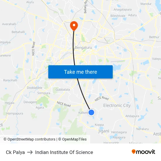 Ck Palya to Indian Institute Of Science map