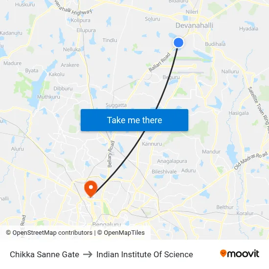 Chikka Sanne Gate to Indian Institute Of Science map
