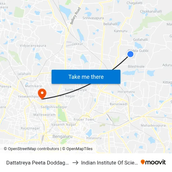 Dattatreya Peeta Doddagubbi to Indian Institute Of Science map