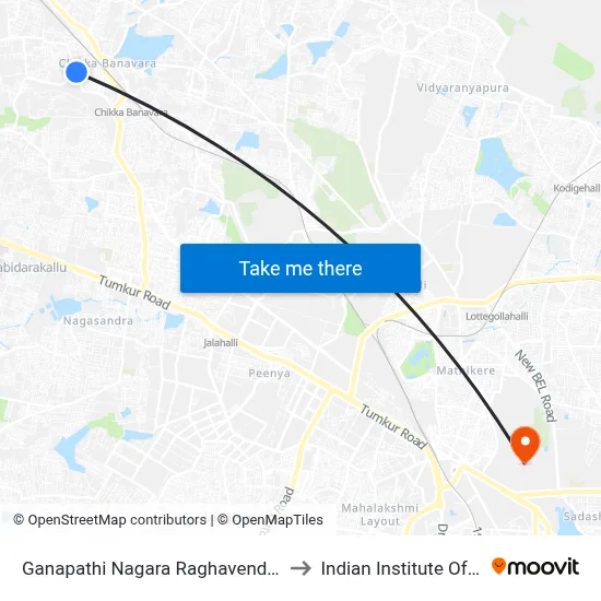 Ganapathi Nagara Raghavendra Badavane to Indian Institute Of Science map