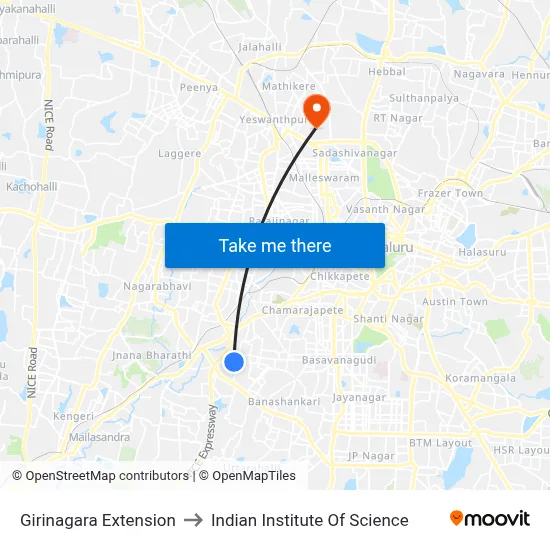 Girinagara Extension to Indian Institute Of Science map