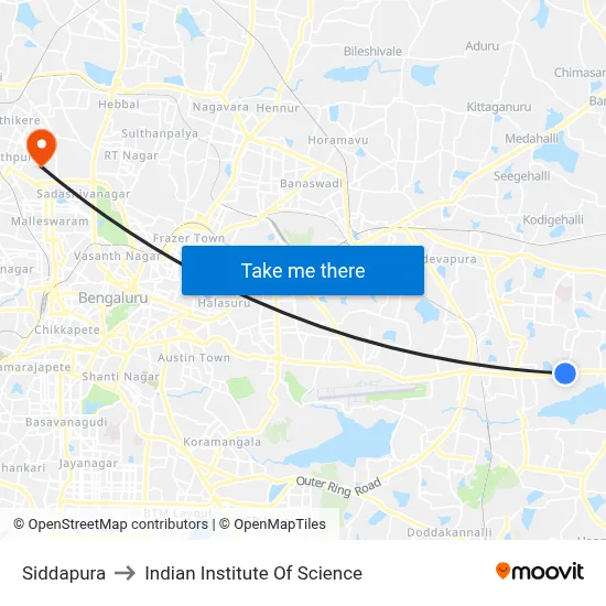 Siddapura to Indian Institute Of Science map