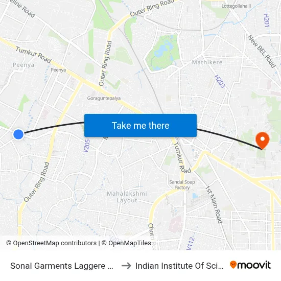 Sonal Garments Laggere Cross to Indian Institute Of Science map