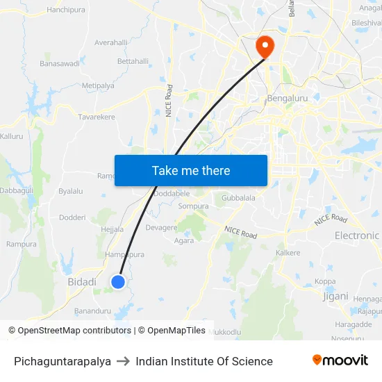 Pichaguntarapalya to Indian Institute Of Science map